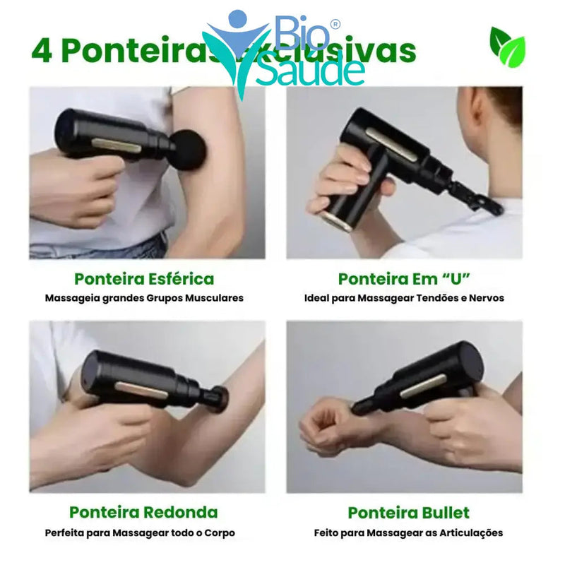 Pistola Massageadora Portátil Aliviadora de Dor Estresse e Tensão - BodyLix Pistola Massageadora Portátil Aliviadora de